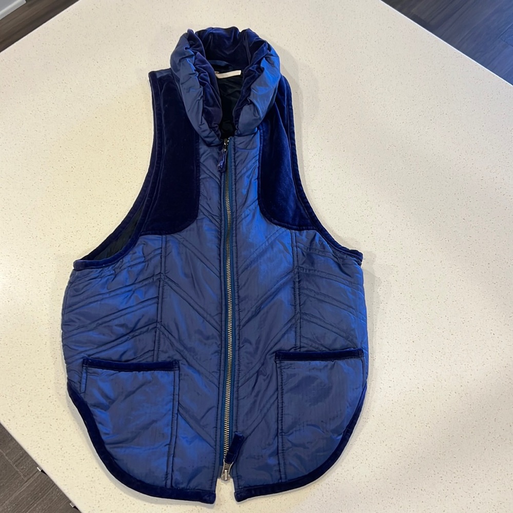 Free People blue zippered quilted winter vest